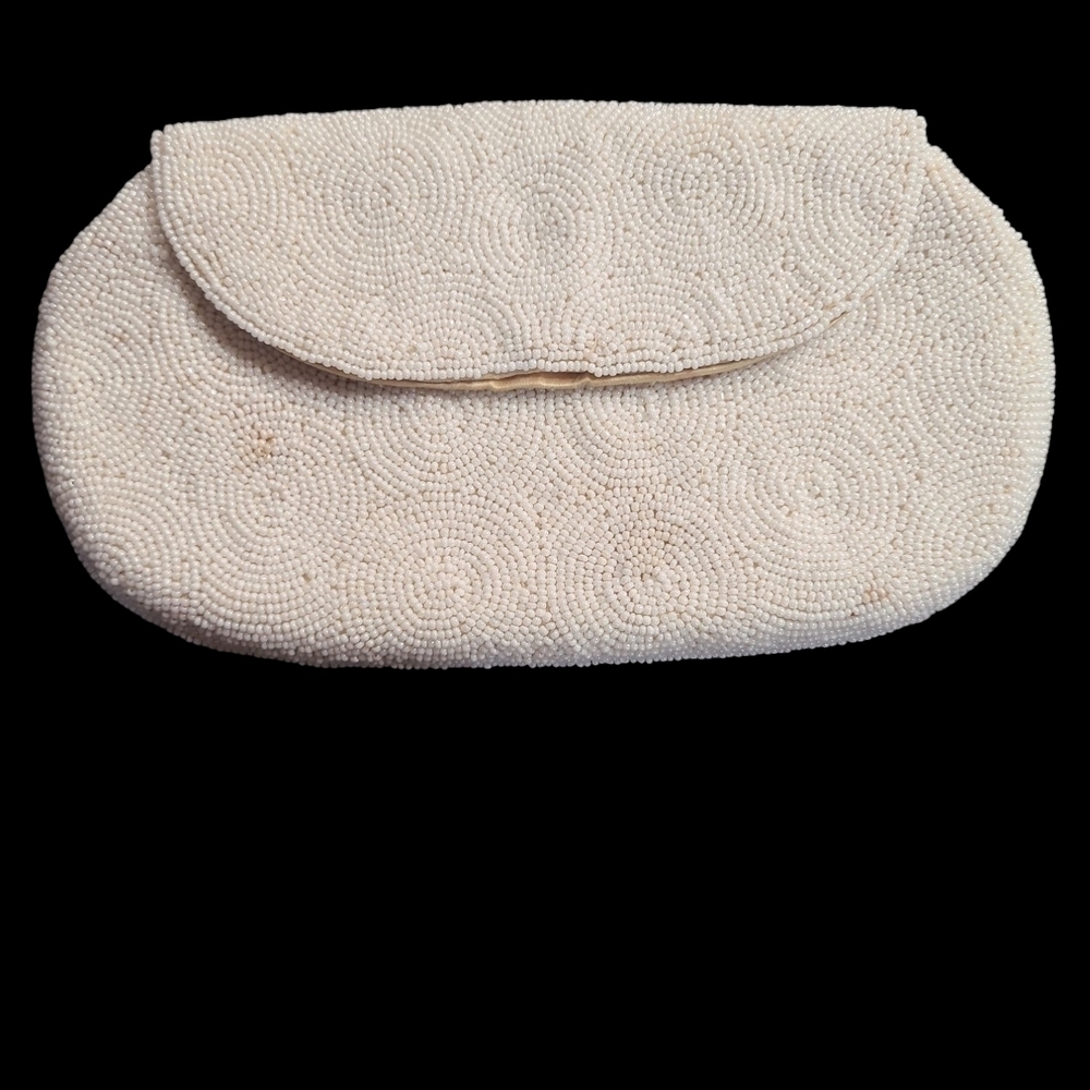 Vintage White Beaded Clutch